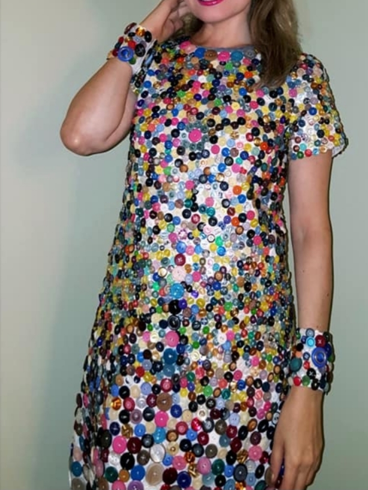 Very unique Buttons handmade dress and shoes
